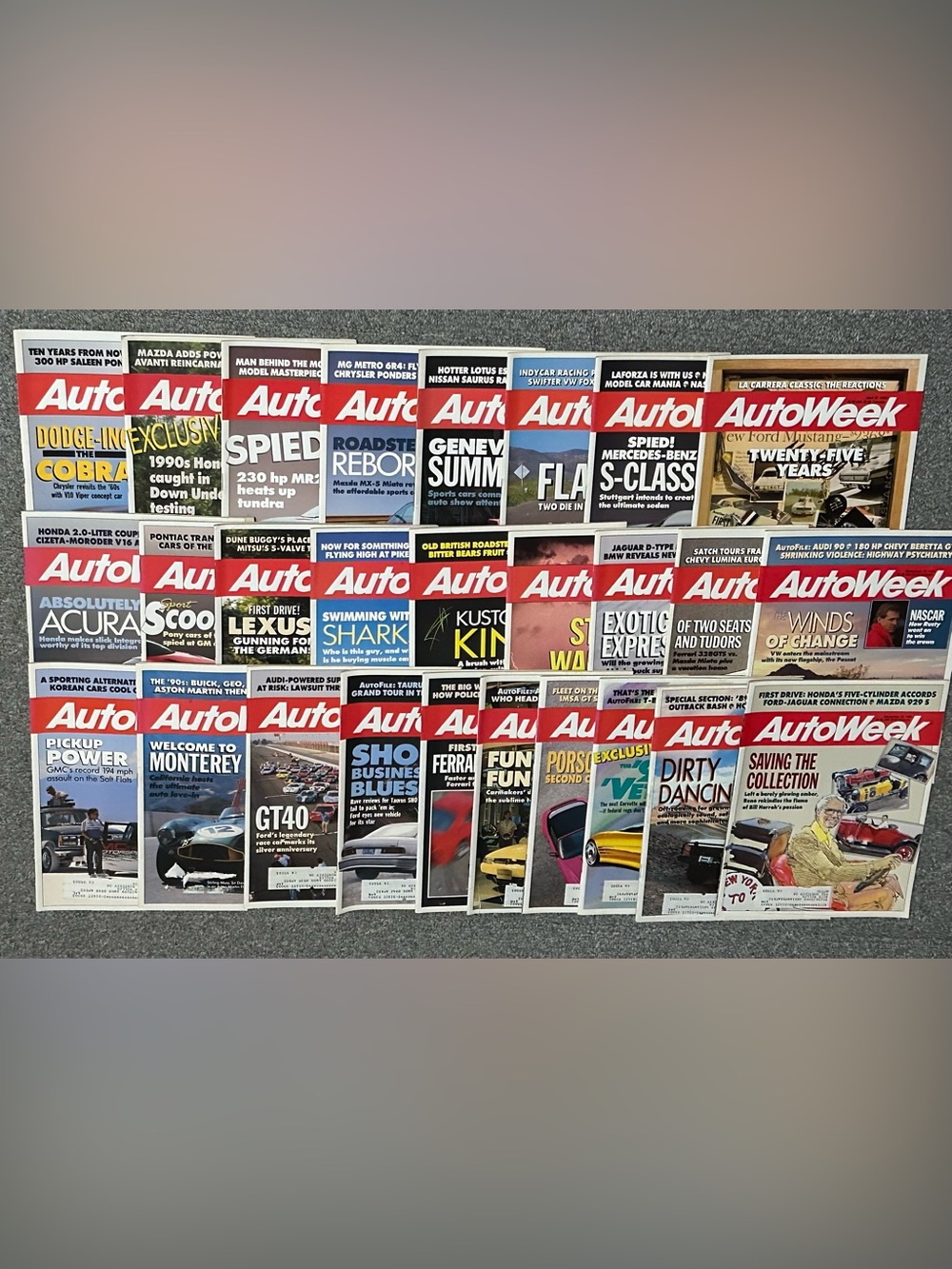 1989 Lot of 27 Autoweek Magazines Sports Muscle Cars NASCAR Chevy Honda USED